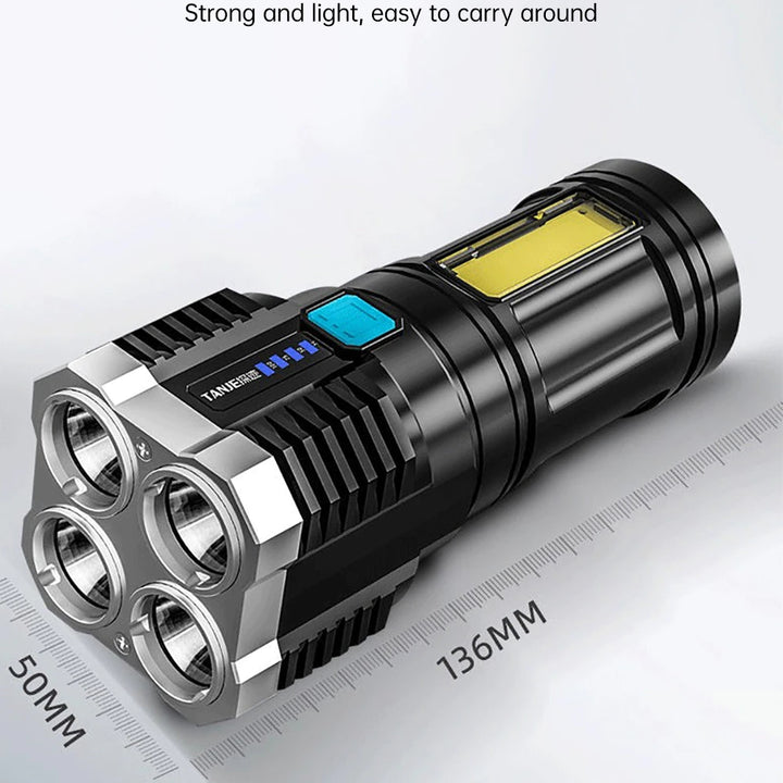 Lanterna LED Recarregável USB com Display de Bateria